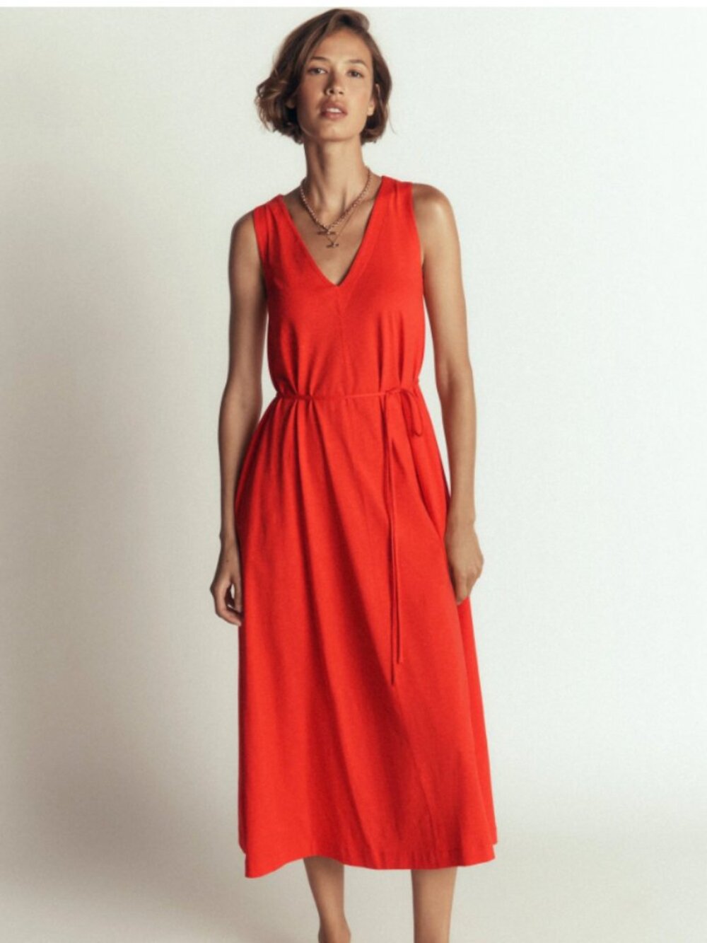 NWT Boden Mia V-neck Jersey Midi Dress Firecracker Red 6P